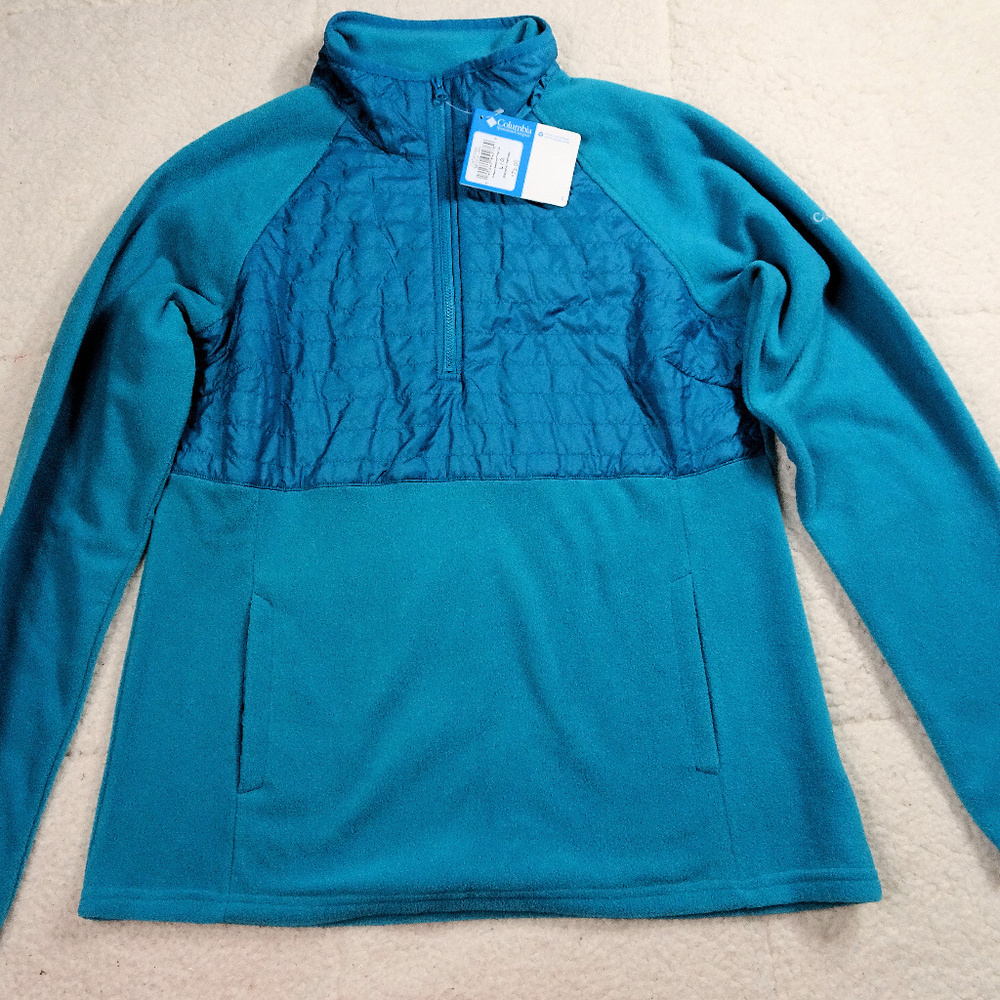 NWT Columbia Teal Part Fleece Qtr Zip Jacket Large